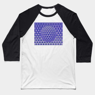 vivid purple triangular design over a 3D sphere Baseball T-Shirt